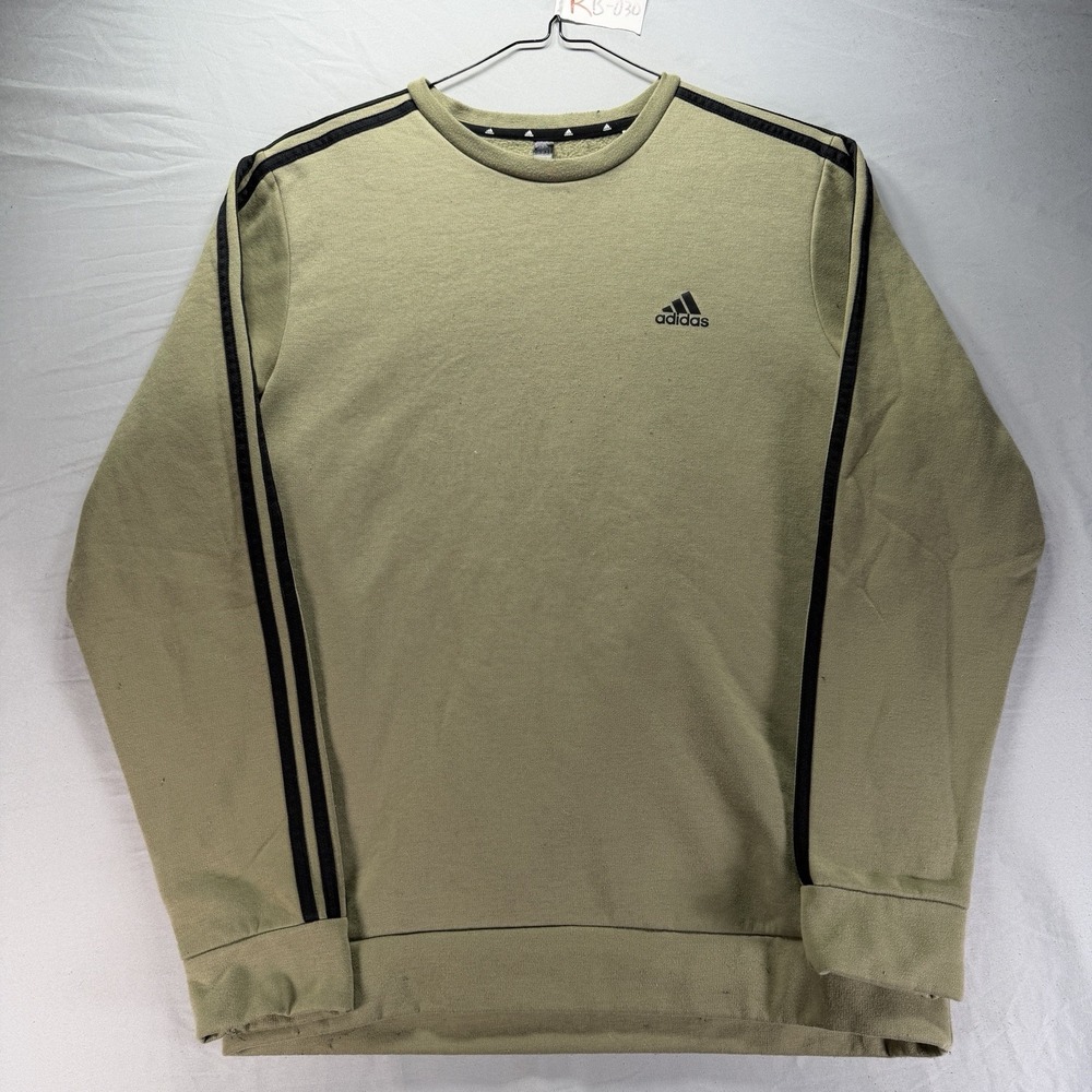 Adidas Crewneck Sweatshirt Mens Large Green Fleece Pullover Essential Lounge